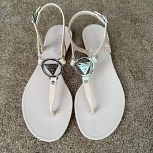 Guess Pale Pink Jelly Sandals Thong Slingback Logo